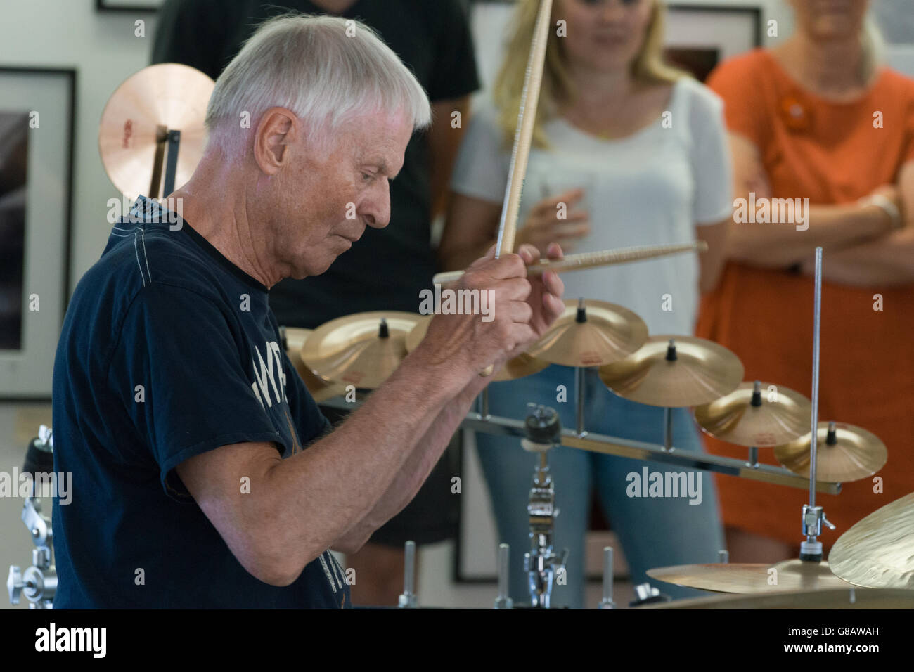 Jazz drum battle, Danish jazz drummer Alex Riel Stock Photo - Alamy