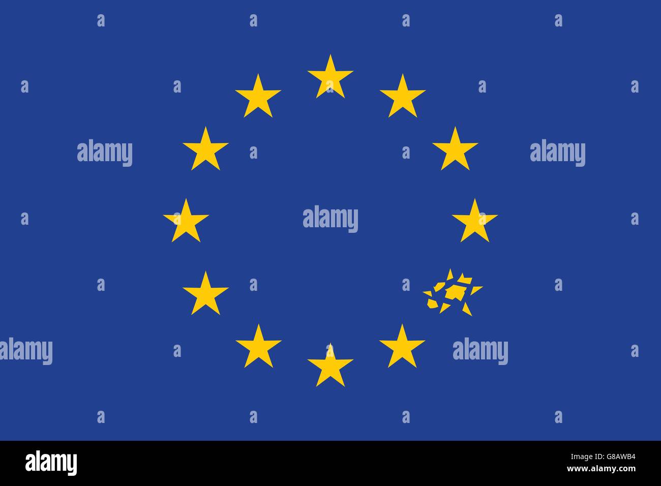 European Flag With Broken Star Vector Illustration Stock Vector