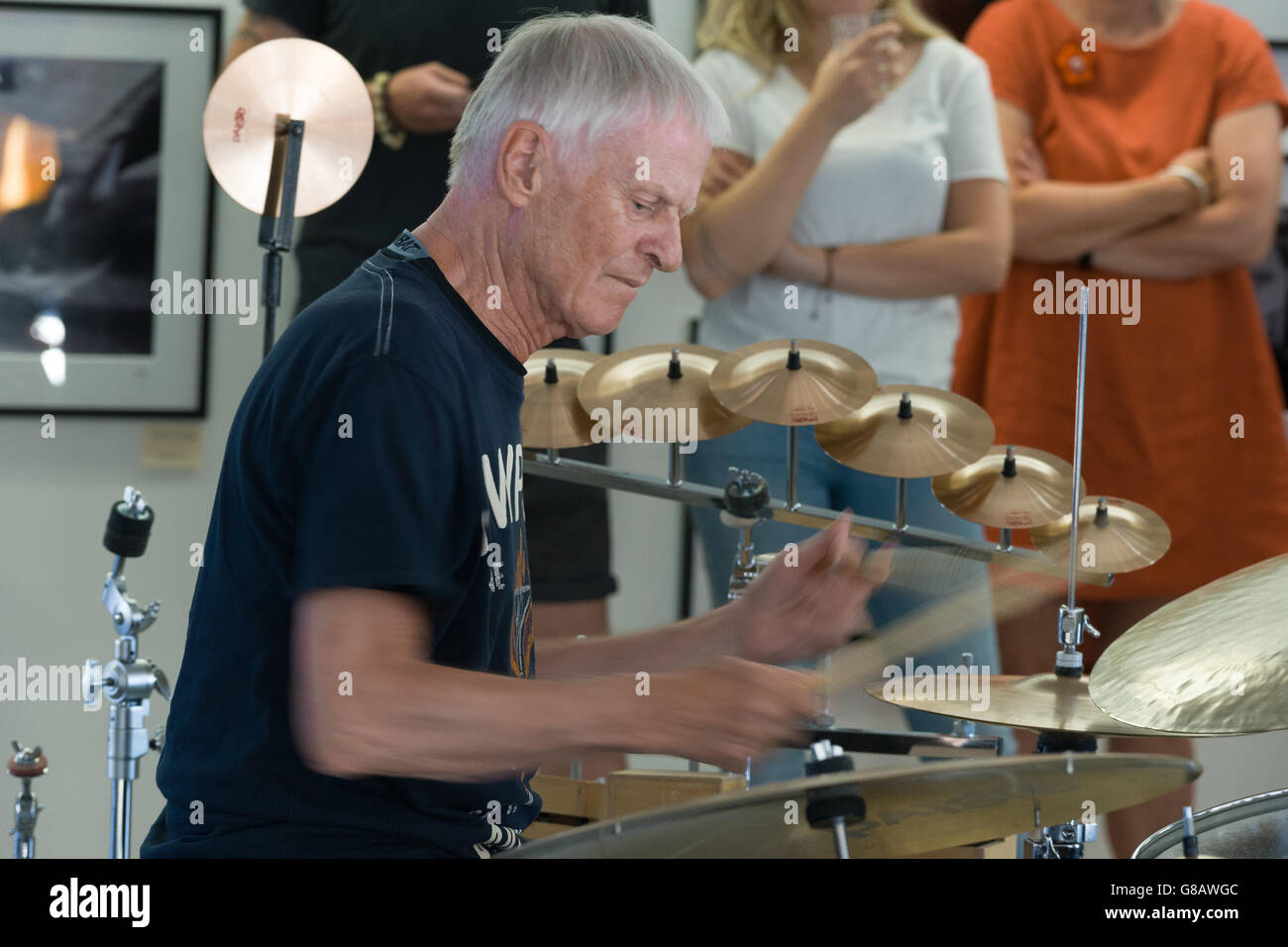 Jazz drum battle, Danish jazz drummer Alex Riel Stock Photo - Alamy