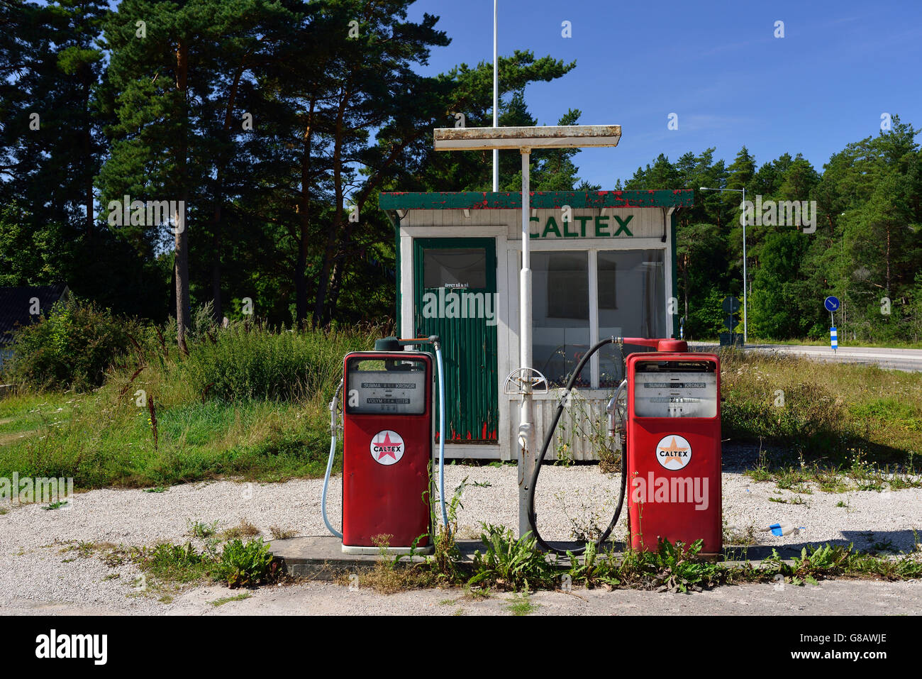 petrol station, Gotland, Sweden Stock Photo