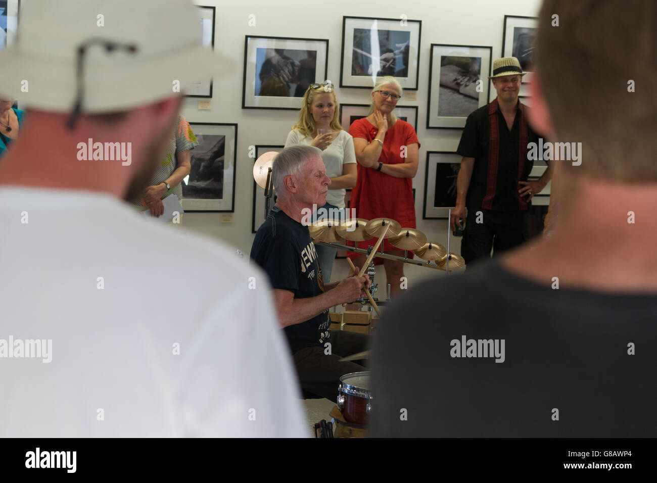 Jazz drum battle, Danish jazz drummer Alex Riel Stock Photo - Alamy