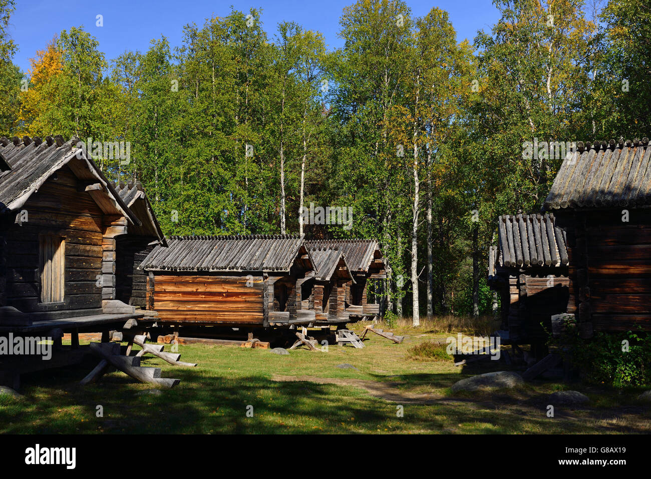Lappstaden (town for Sami), Arvidsjaur, Lappland, Sweden Stock Photo