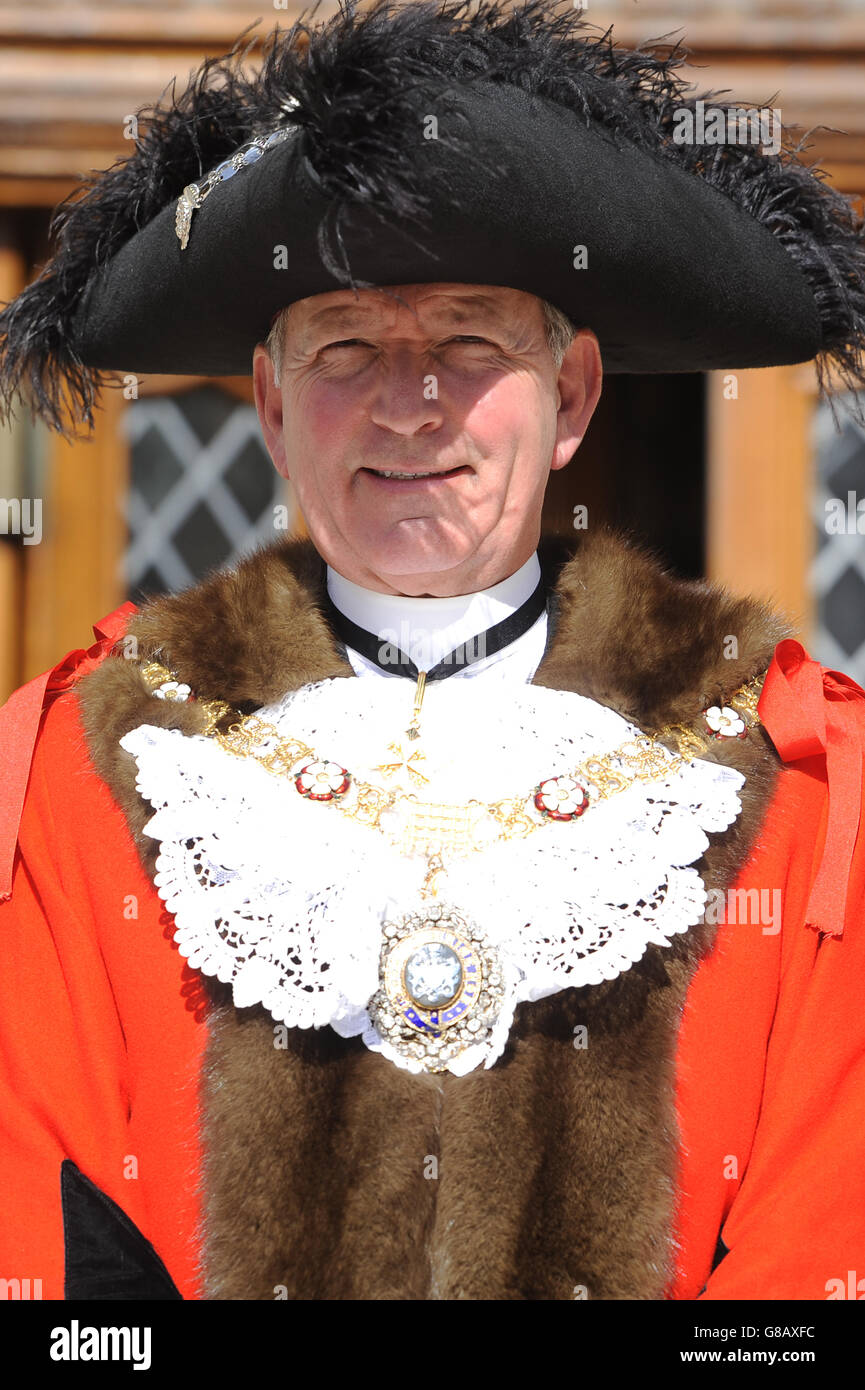 The current lord mayor alderman alan outside guildhall in london hires