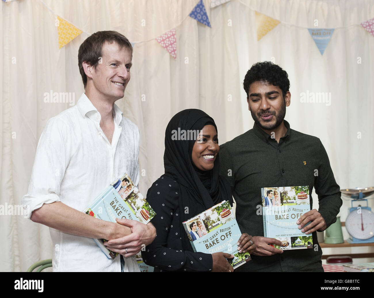 Great British Bake Off finalists (left to right) Ian Cumming, Nadiya