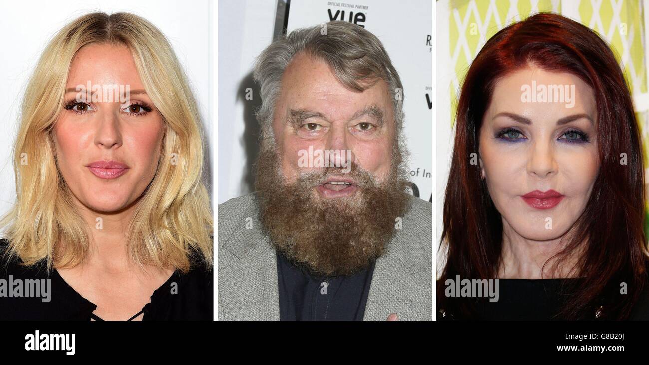 File photos of (from the left) Ellie Goulding, Brian Blessed and Priscilla Presley. Stock Photo