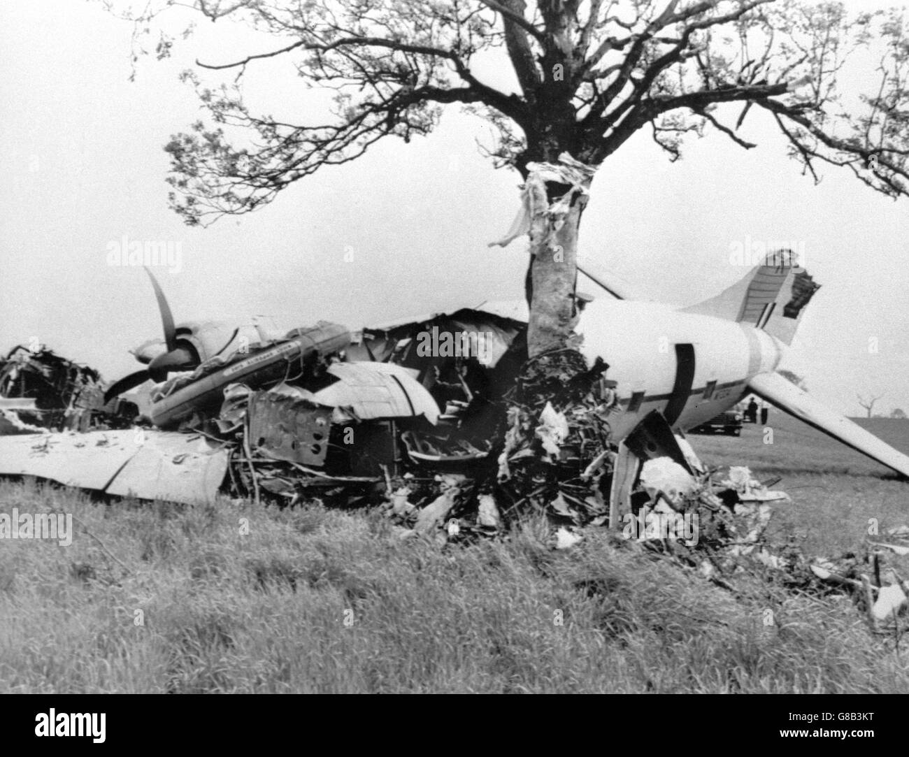 Disasters and Accidents - RAF Plane and Civilian Aircraft Crash - Immingham, Lincolnshire Stock Photo