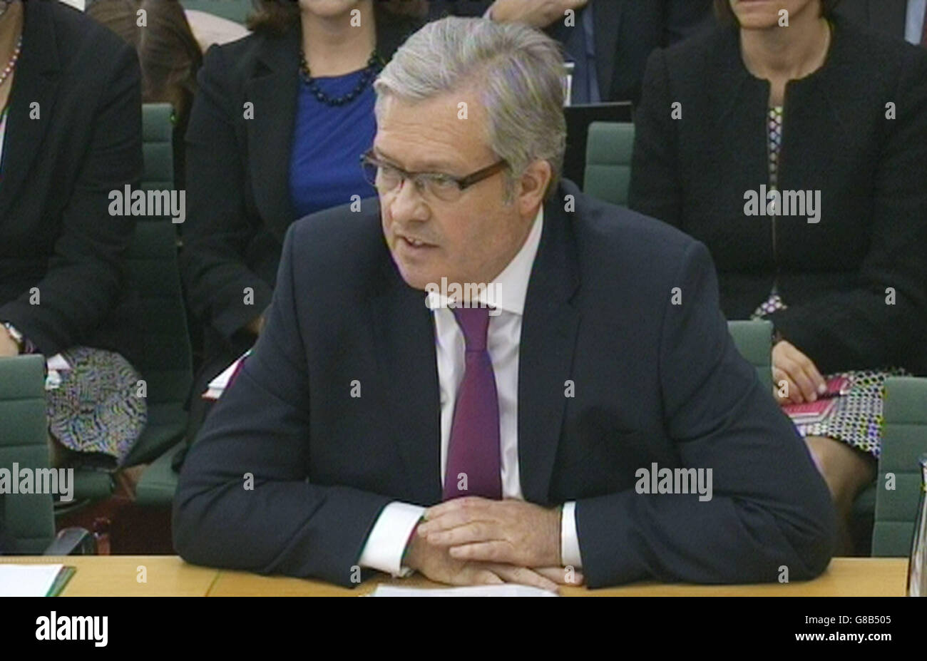 Paul Willis, the managing director of Volkswagen Group UK, speaks during a Transport Select Committee on the VW diesel emissions scandal, at Portcullis House, Westminster. Stock Photo