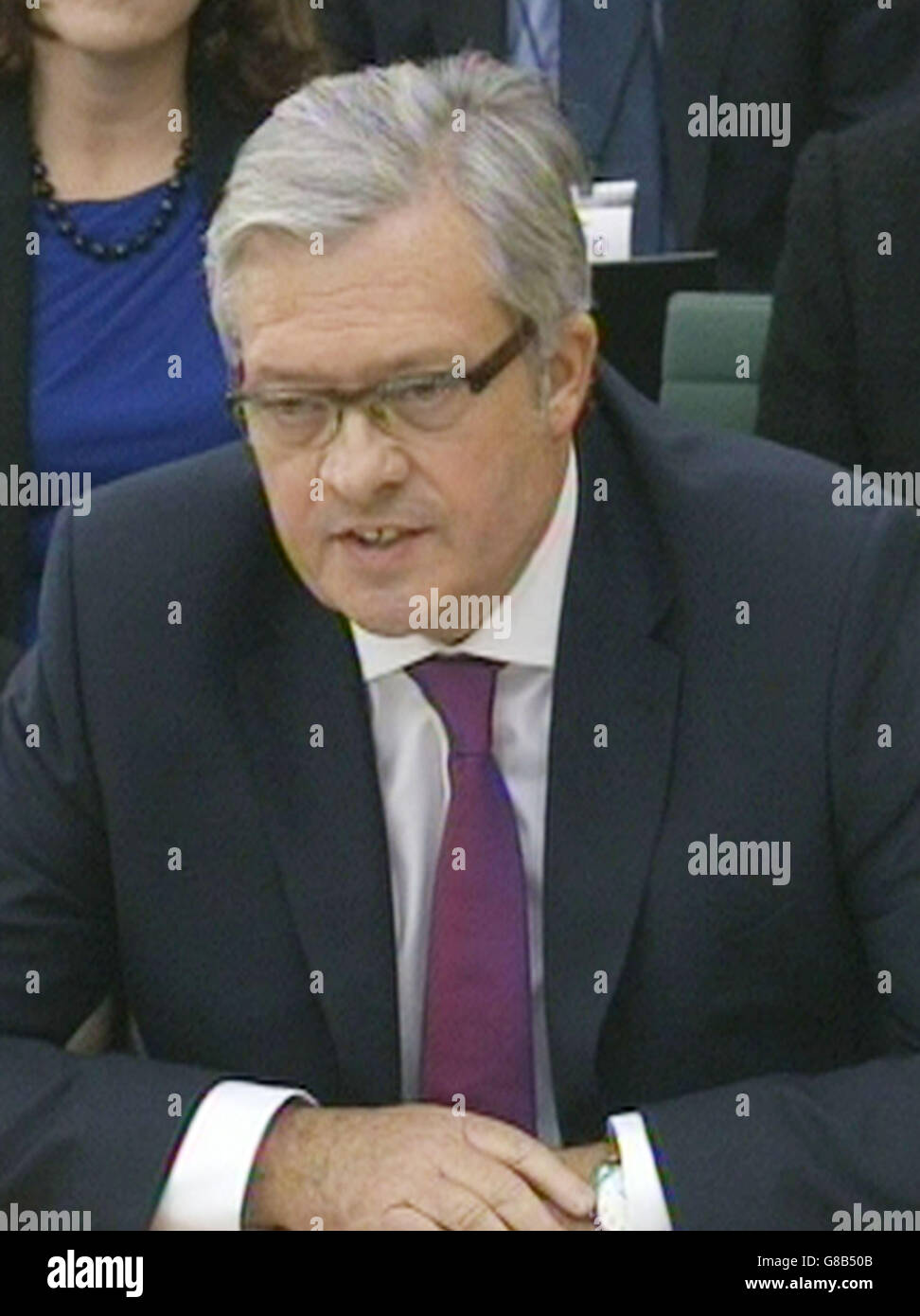 Paul Willis, the managing director of Volkswagen Group UK, answers questions during a Transport Select Committee on the VW diesel emissions scandal, at Portcullis House, Westminster. Stock Photo