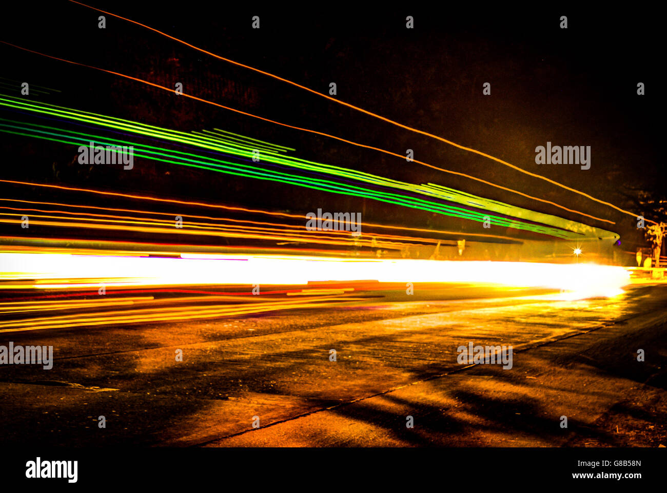 Car trails at night Stock Photo