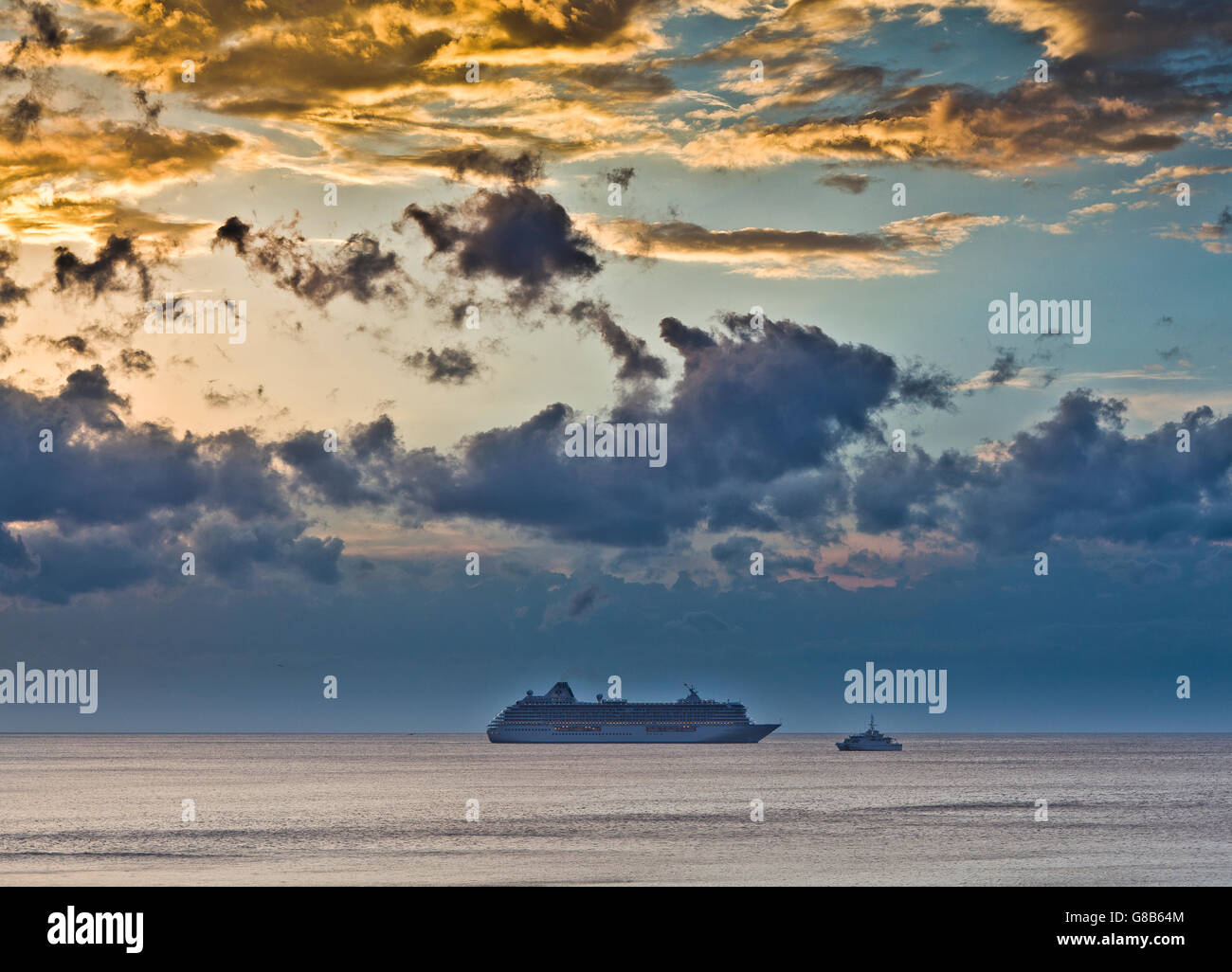 Cruise ships, Bay of Naples, Sorrento, Italy Stock Photo