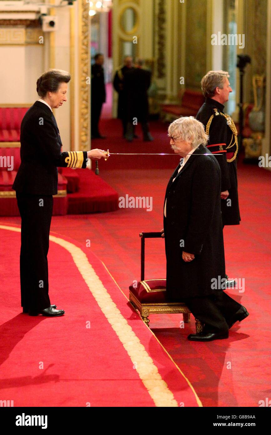 Welsh musician and composer Sir Karl Jenkins is made a Knight Bachelor of the British Empire by the Princess Royal at Buckingham Palace. Stock Photo