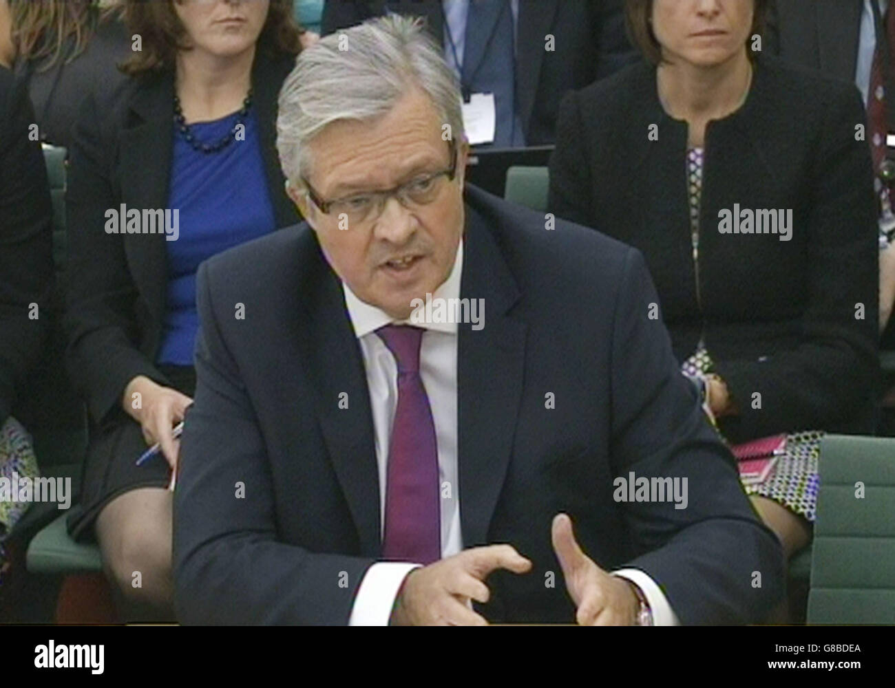 Paul Willis, the managing director of Volkswagen Group UK, answers questions during a Transport Select Committee on the VW diesel emissions scandal, at Portcullis House, Westminster. Stock Photo