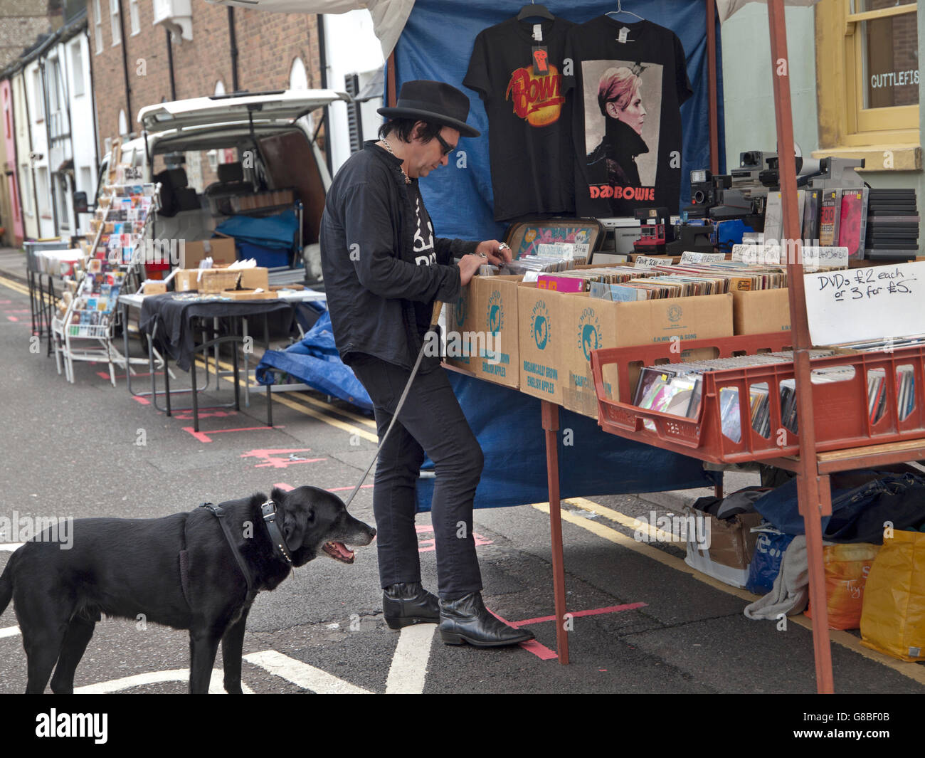 A record stall in Upper Gardner Street Market in Brighton Stock Photo Alamy