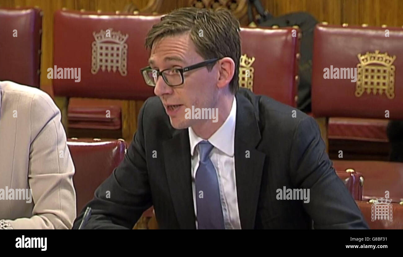 Director of the BBC Trust, Alex Towers gives evidence to the Lords Communications Committee. Stock Photo