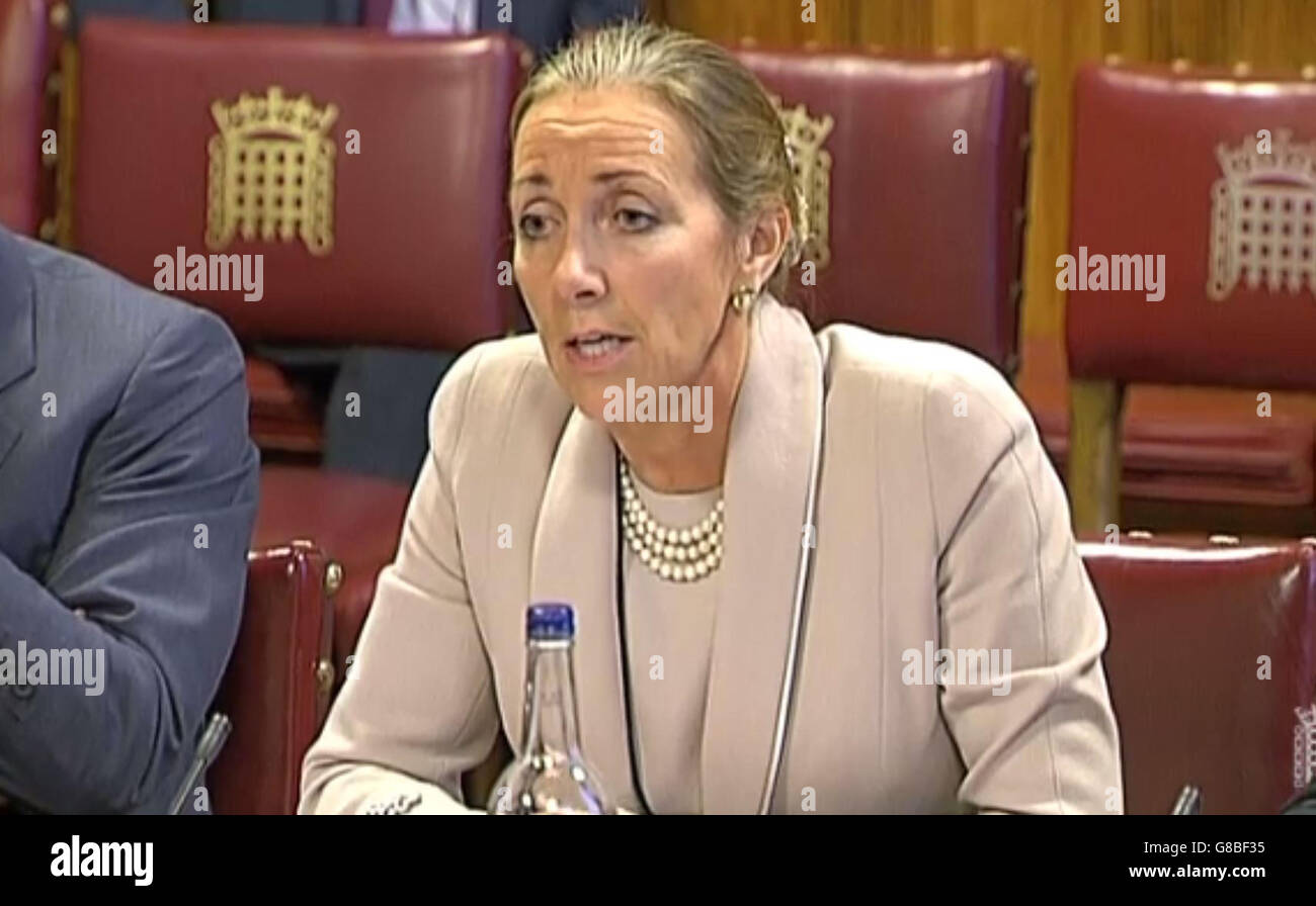 Chair of the BBC Trust Rona Fairhead gives evidence to the Lords Communications Committee. Stock Photo