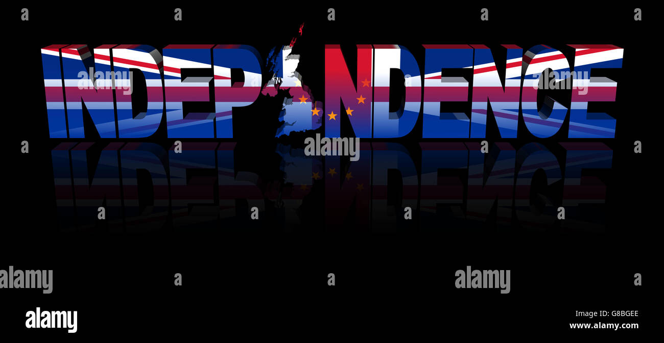 Independence text with UK map and British EU flags illustration Stock Photo