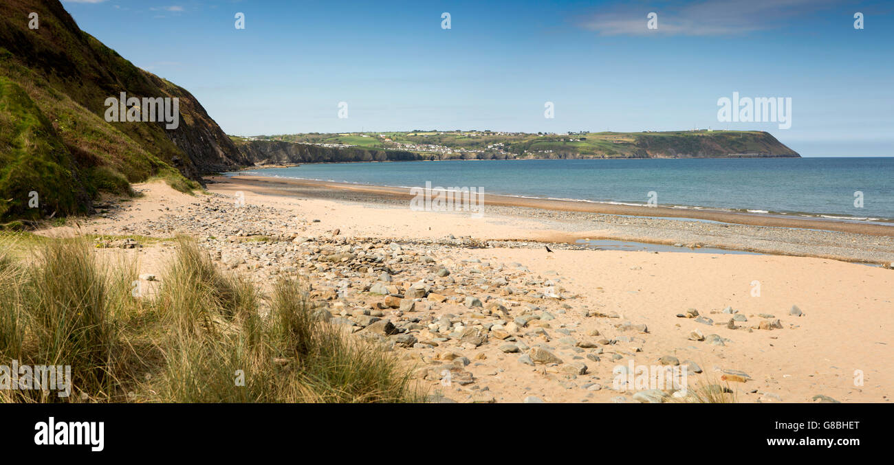 UK, Wales, Ceredigion, Penbryn, beach, view south towards Aberporth, panoramic Stock Photo