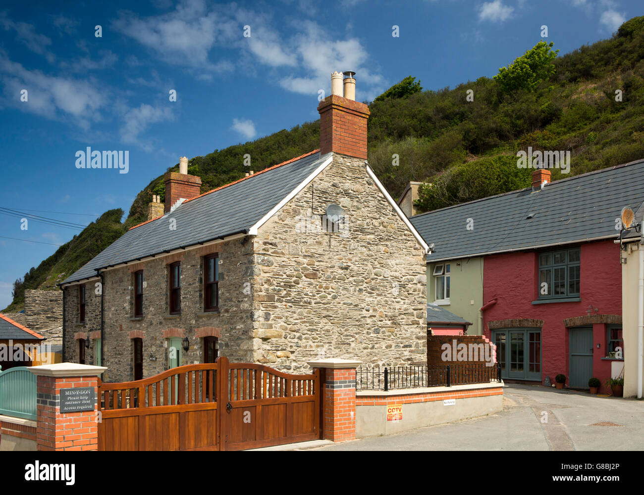 UK, Wales, Ceredigion, Llangrannog, Min-y-Don, historic seafront house Stock Photo