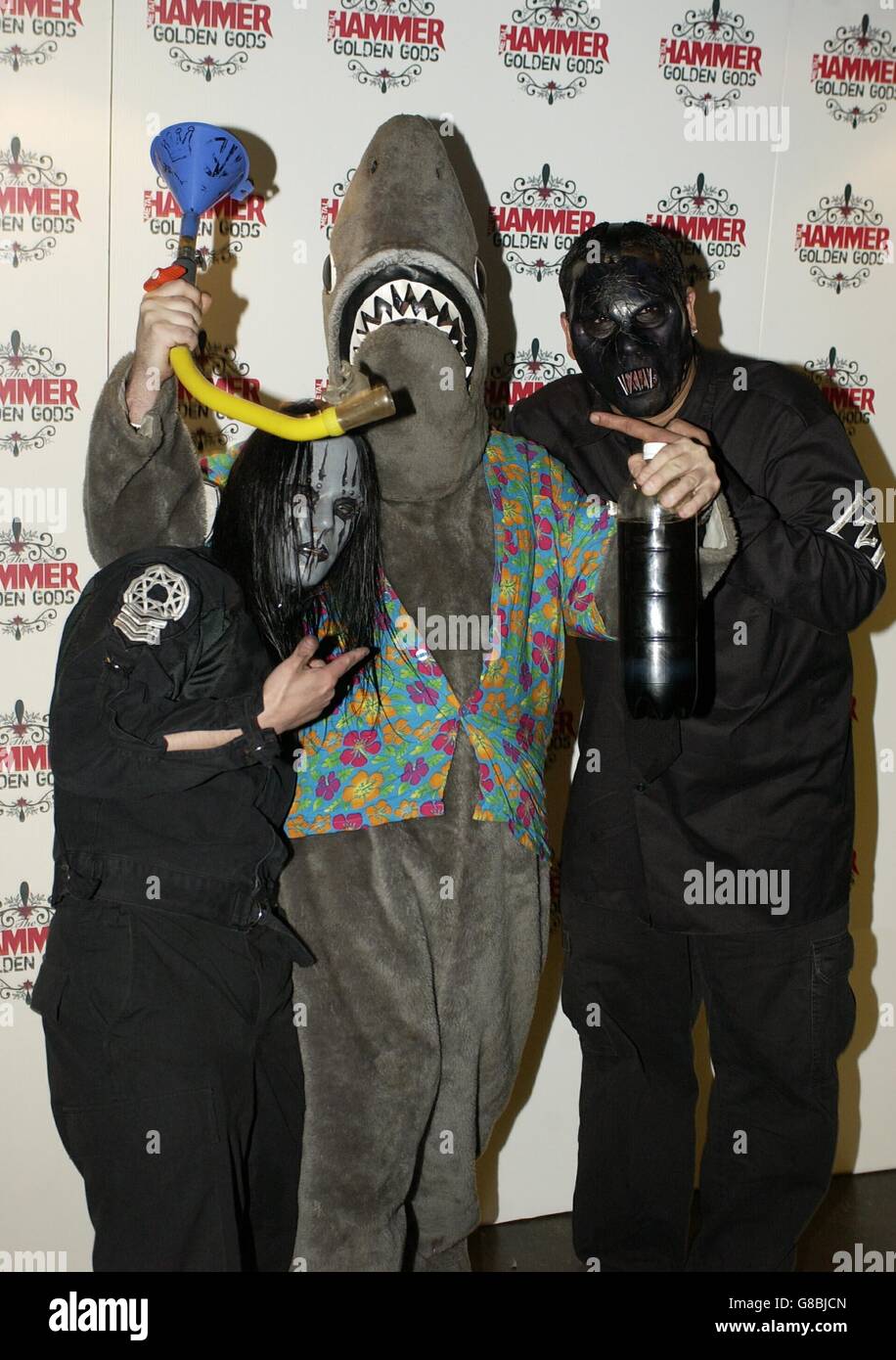 Members of Slipknot, who won the Best Live Band Award. Stock Photo