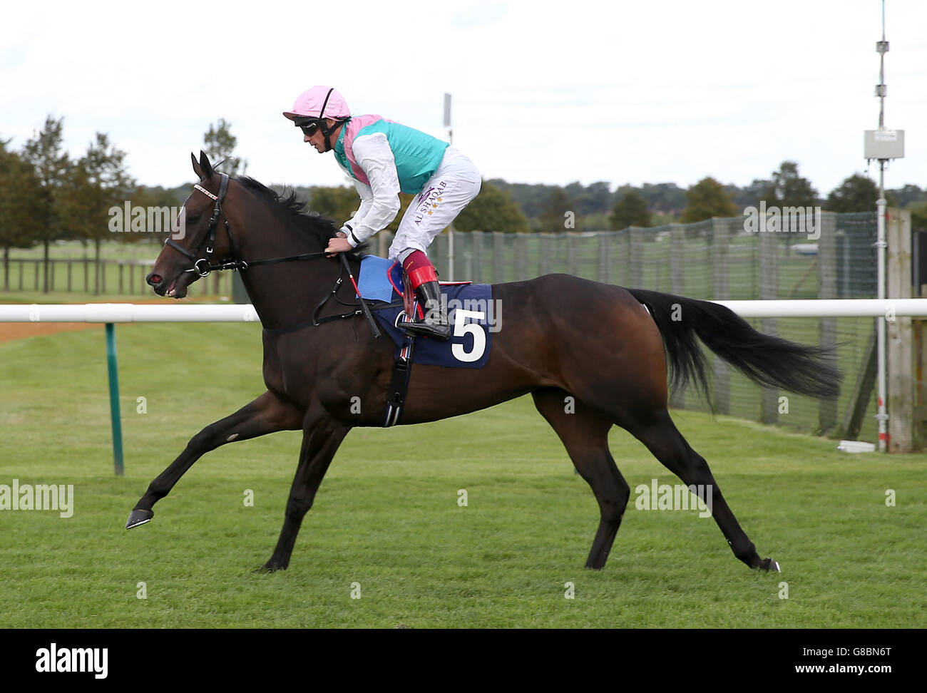 Horse Racing - The Cambridgeshire Meeting - Day One - Newmarket Racecourse. Lady Correspondent ridden by jockey Frankie Dettori goes to post during day one of The Cambridgeshire Meeting at Newmarket Racecourse. Stock Photo