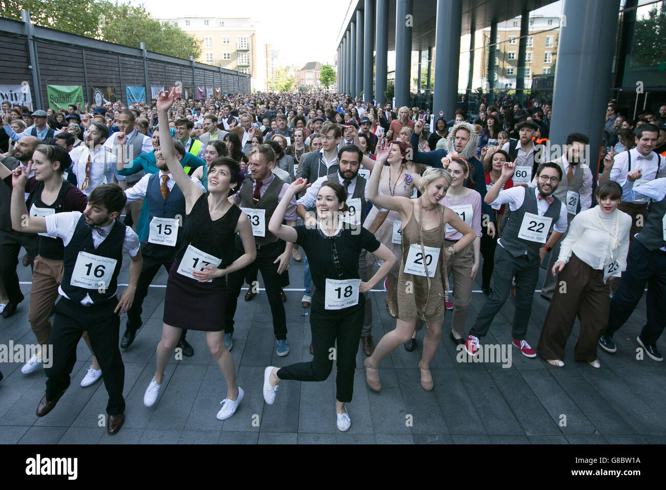 Guinness World Record attempt for Charleston dance. s Cancer Centre Appeal, Spitalfields Market, London. Stock Photo