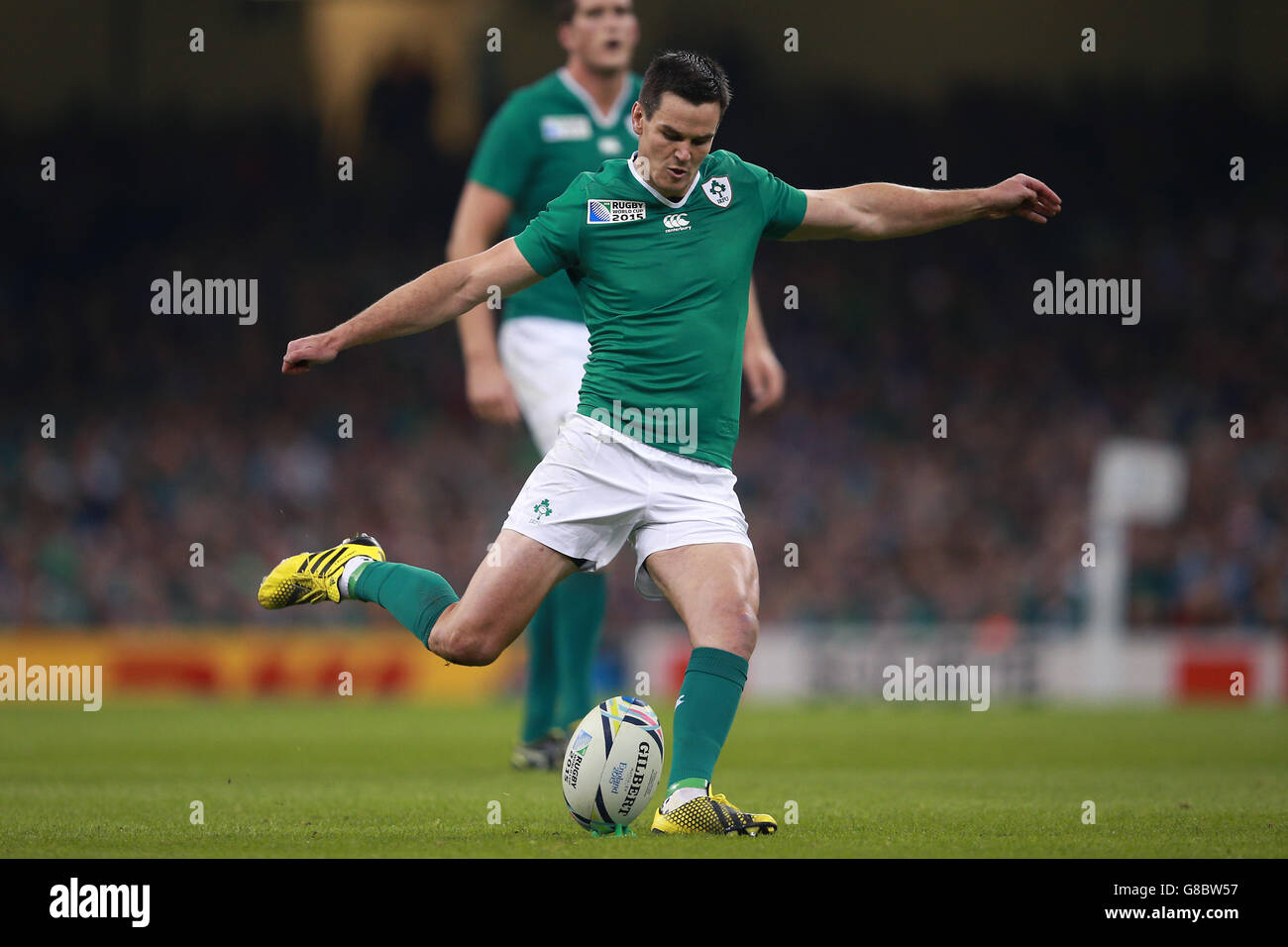 Ireland's Jonny Sexton is kicking action during the Rugby World Cup