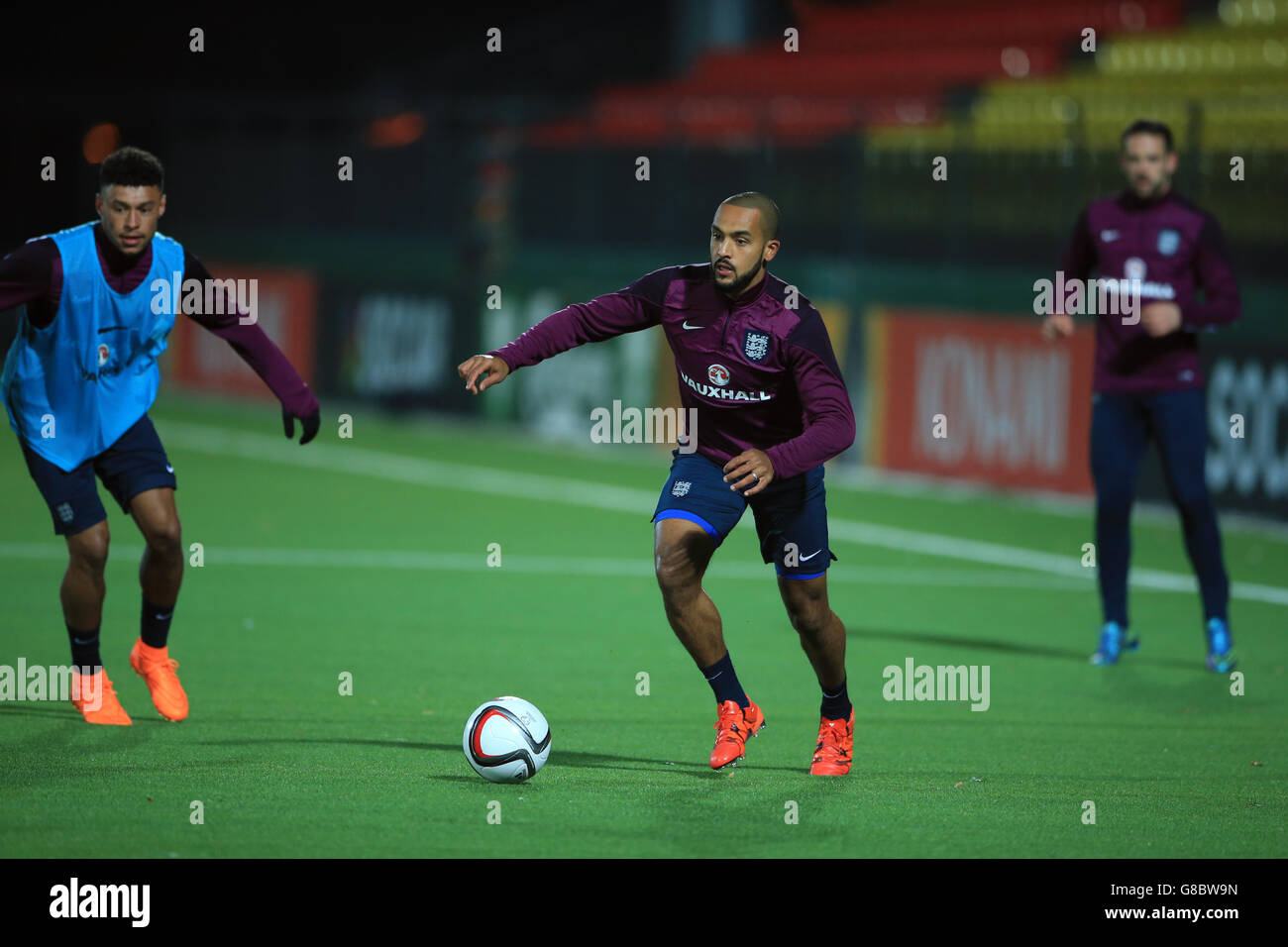 England's Theo Walcott during the training session at the LFF Stadium, Vilnius, Lithuania. Stock Photo