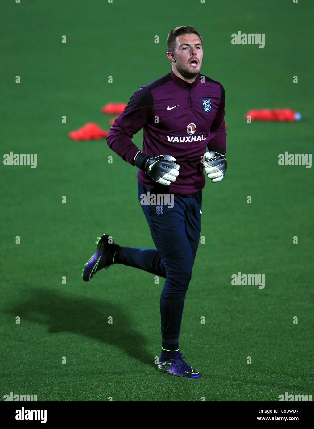 England goalkeeper Jack Butland during the training session at the LFF Stadium, Vilnius, Lithuania. Stock Photo