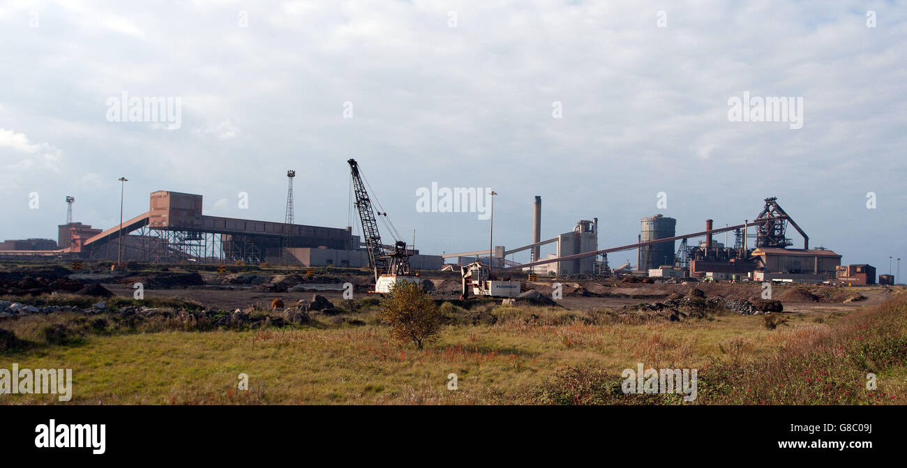 A general view of the SSI Steelworks in Redcar, where the last shifts are taking place in what has been called the 'killing of steel making on Teesside'. Stock Photo