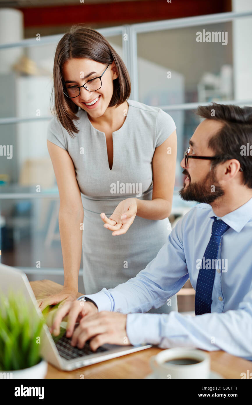 Talking To Boss Talking to boss Stock Photo - Alamy