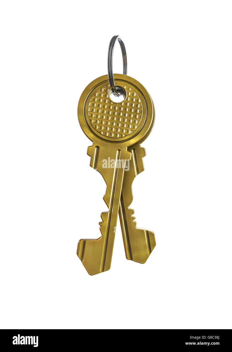 Key couple profile / 3D illustration of house keys with male and female face profiles Stock Photo