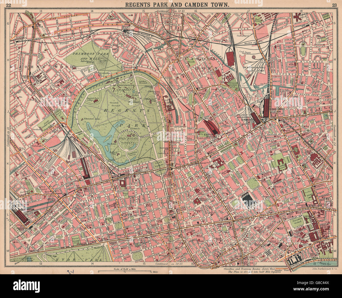 Regents Park Hyde Park Map 1888 Gtr London #17 