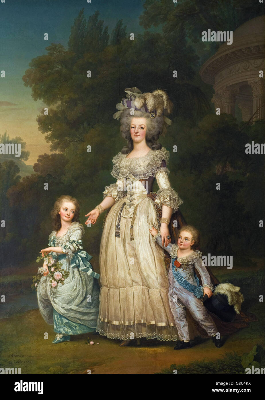 Adolf Ulrik Wertmüller - Queen Marie Antoinette of France and two of her Children Walking Stock Photo