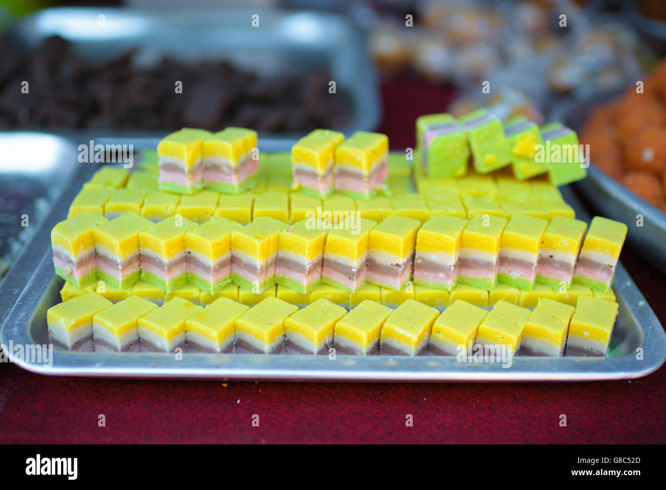 Assorted hindu food delicacies for sale at Batu Cave temple, Kuala