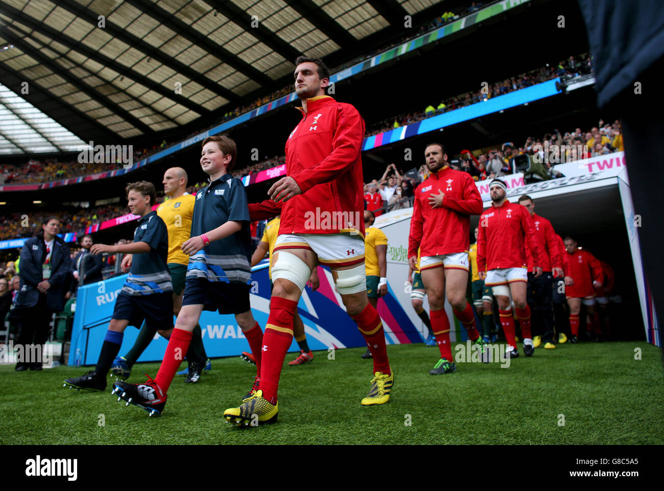 Welsh Rugby Captain Sam Wales captain Sam Warburton leads out his teammates before the Rugby ...