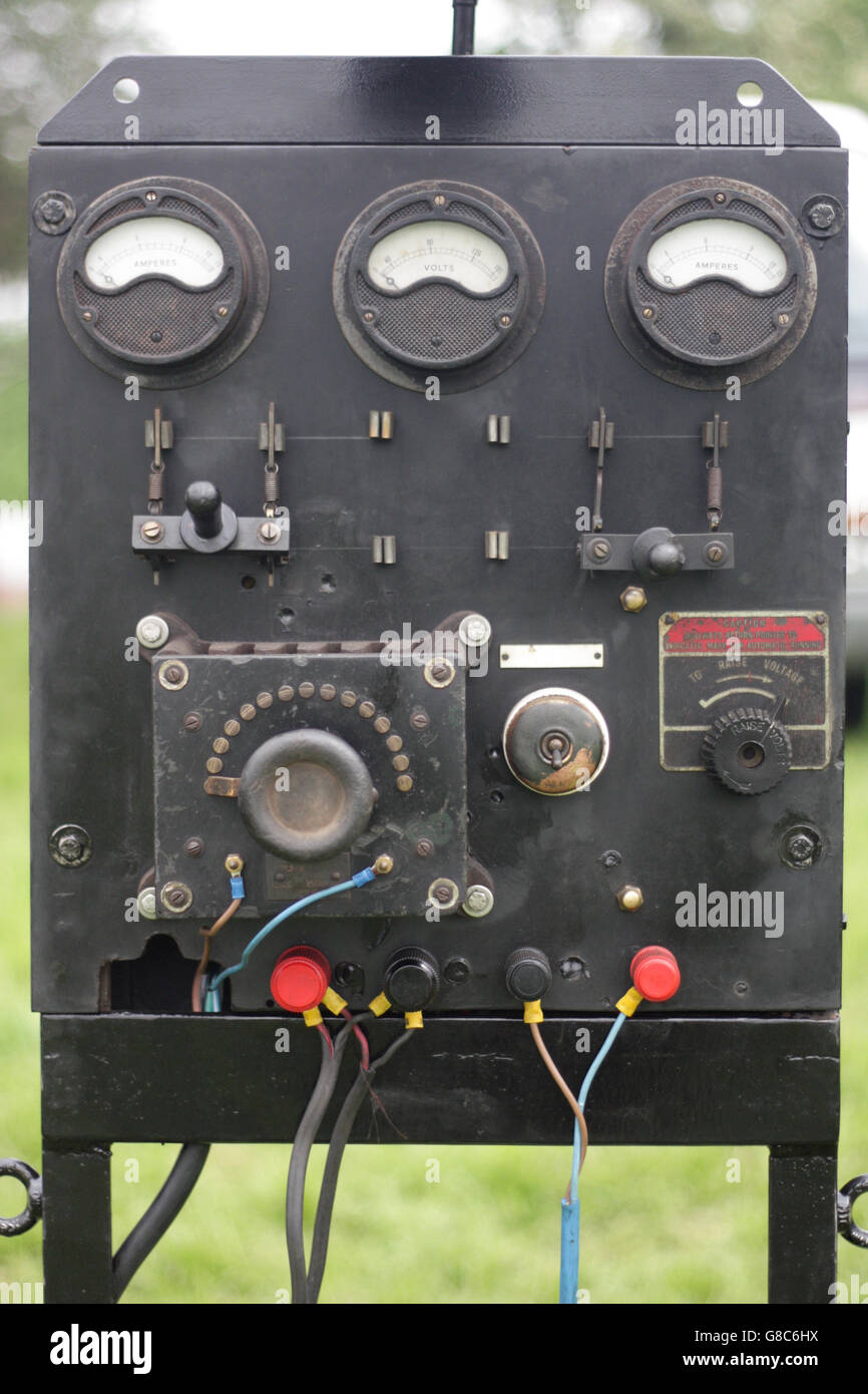 Old electrical dials and gauges for a generator Stock Photo Alamy
