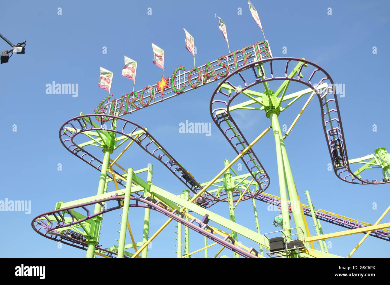 coaster, roller, park, ride, scream, loop, spain, Stock Photo