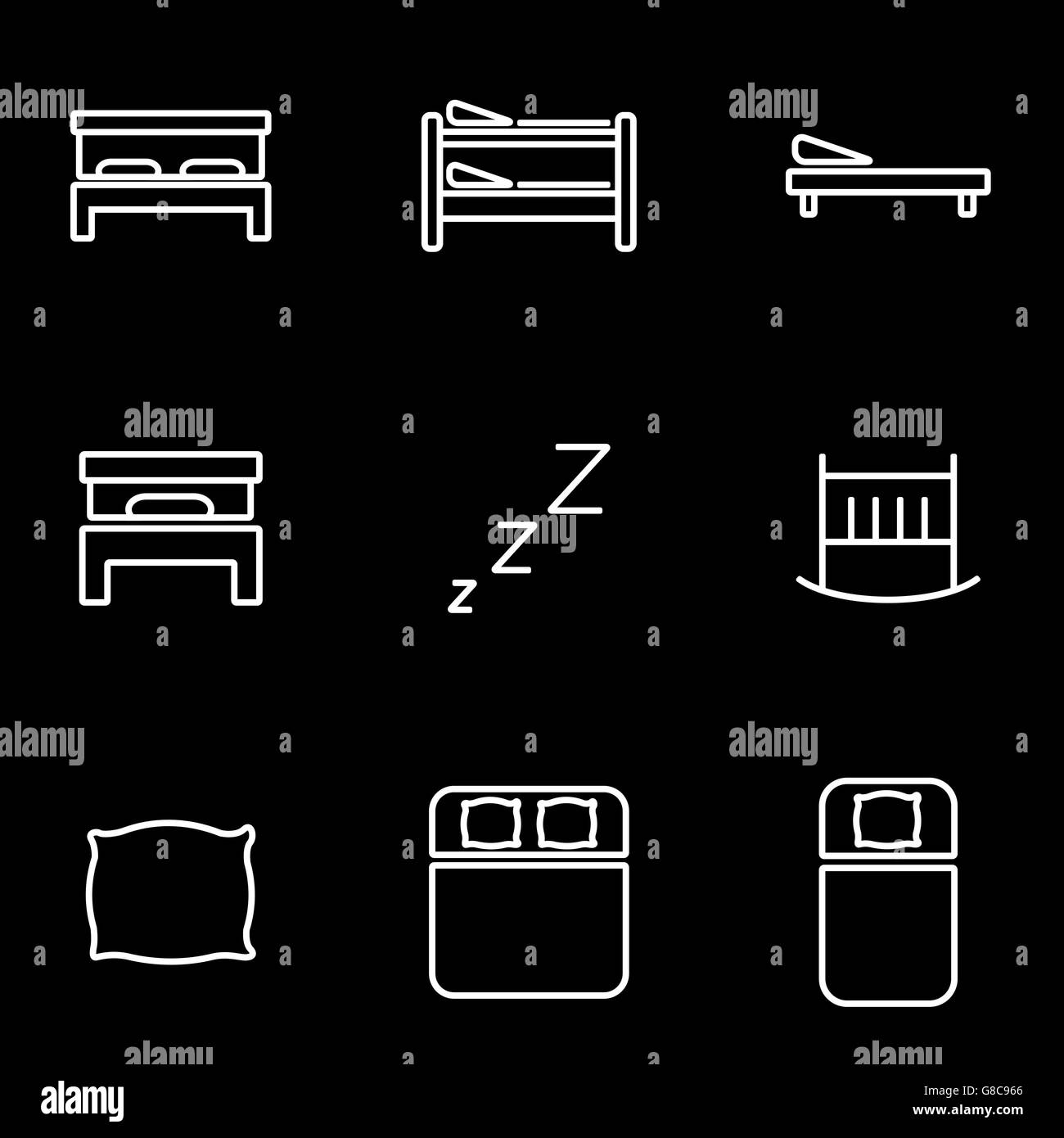 Vector line bed icon set Stock Vector Image & Art - Alamy