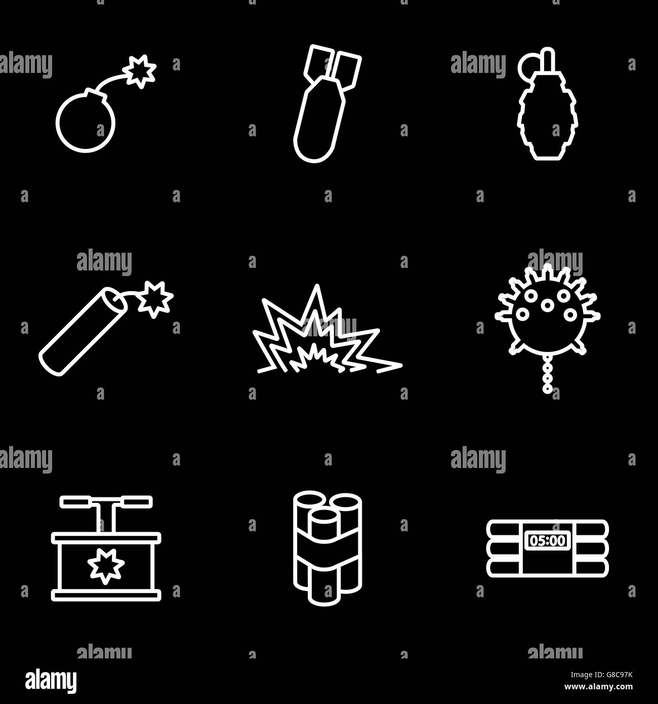 Vector line bomb icon set Stock Vector Image & Art - Alamy