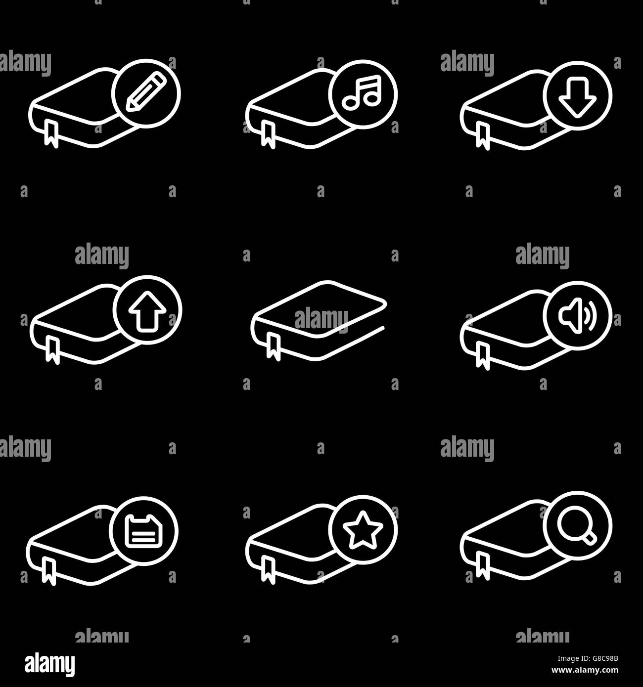 Vector line book icon set Stock Vector Image & Art - Alamy