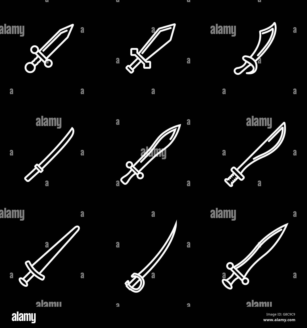 Vector line sword icon set Stock Vector Image & Art - Alamy