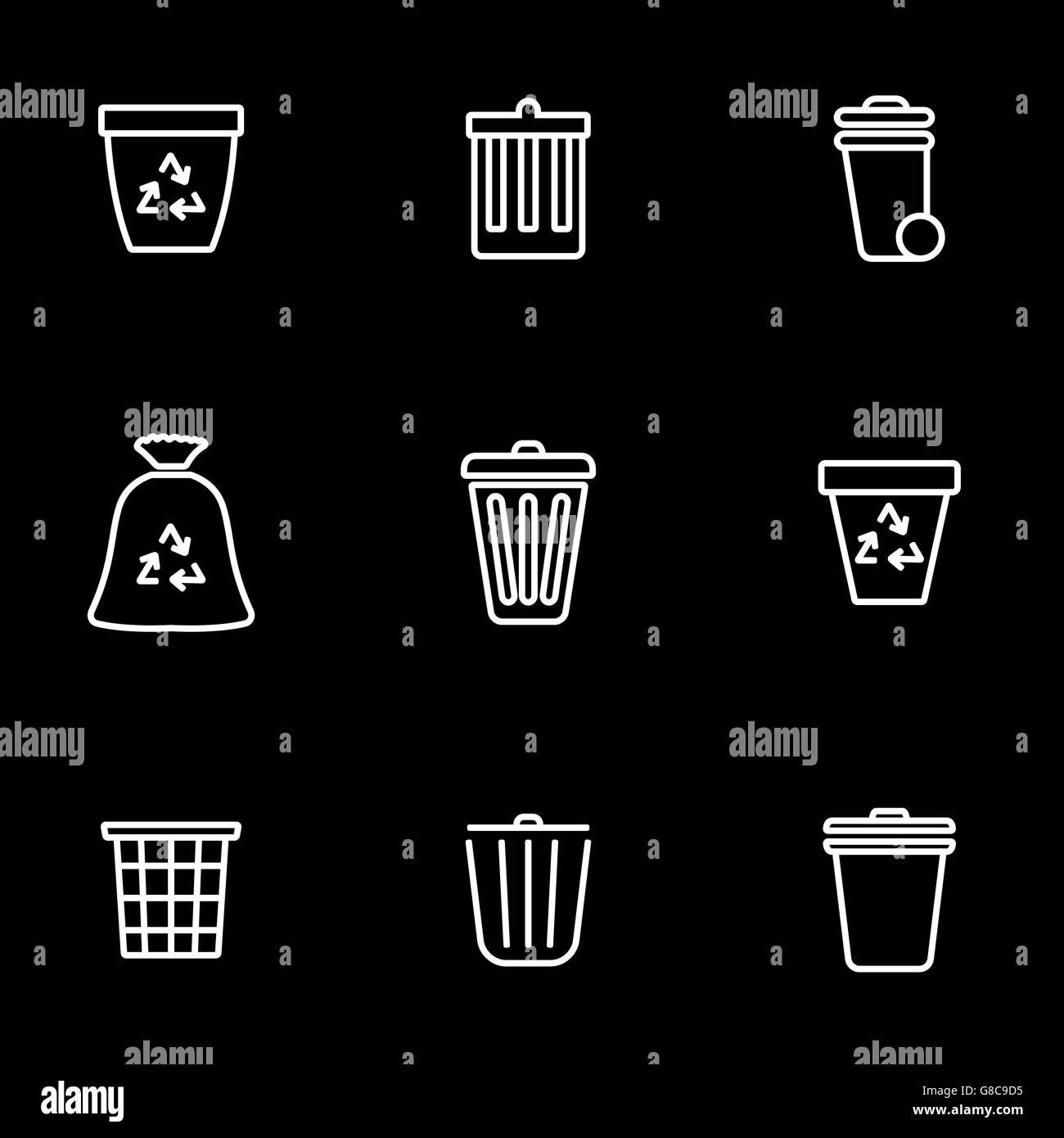 Vector line trash can icon set Stock Vector Image & Art - Alamy