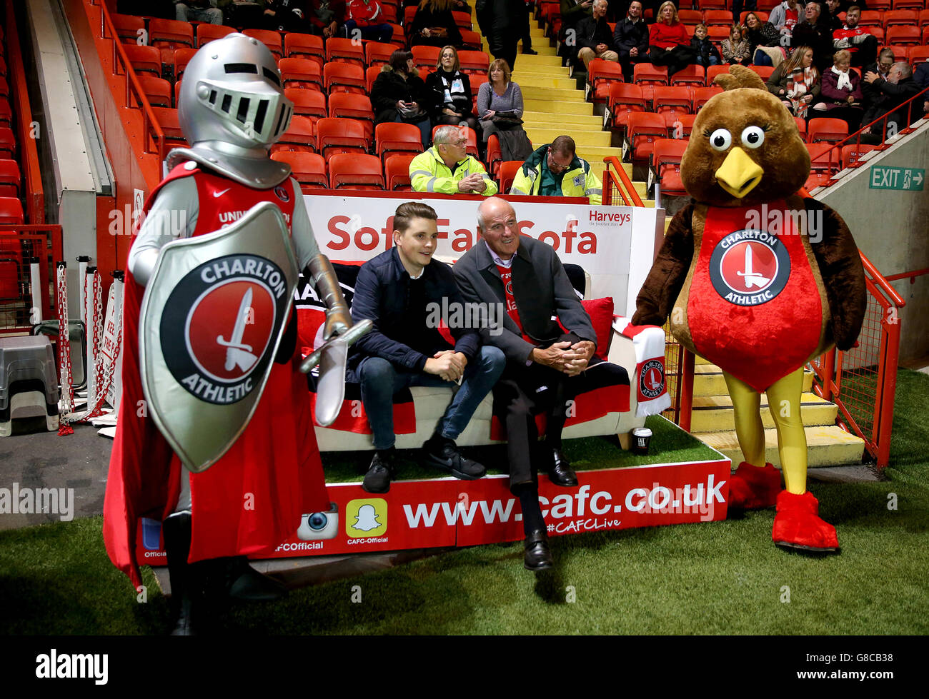 Charlton athletic fans on the fan sofa hires stock photography and