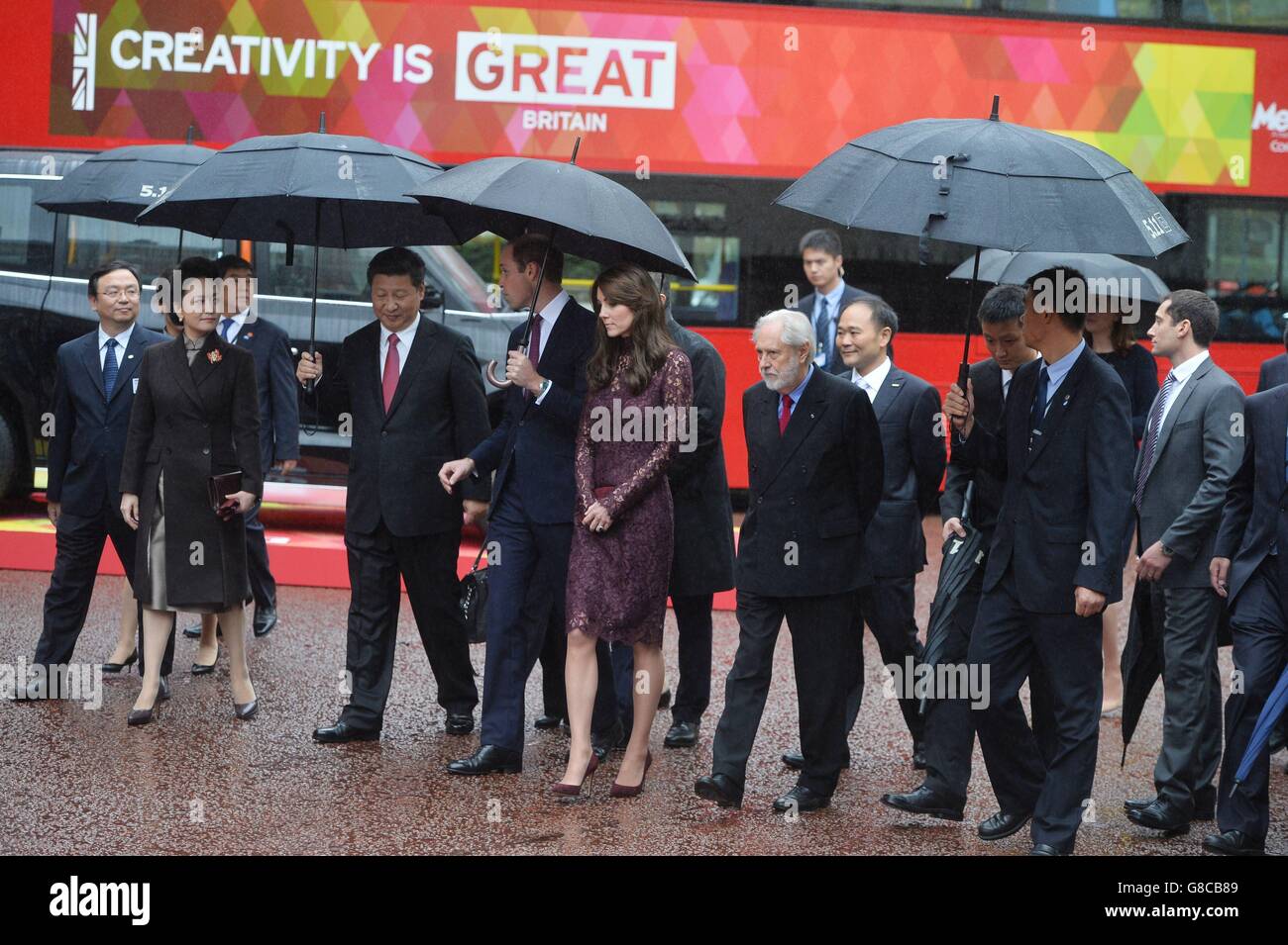 The Duke and Duchess of Cambridge with the President of China, Xi Jinping, and his wife, Peng Liyuan, at Lancaster House in London, where they were attending an event celebrating the cultural collaboration, existing and future, between the UK and China. Stock Photo