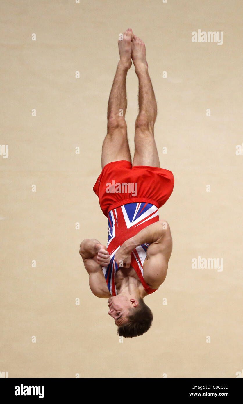 Great Britain's Max Whitlock competes during day three of the 2015 World Gymnastic Championships at The SSE Hydro, Glasgow. Stock Photo
