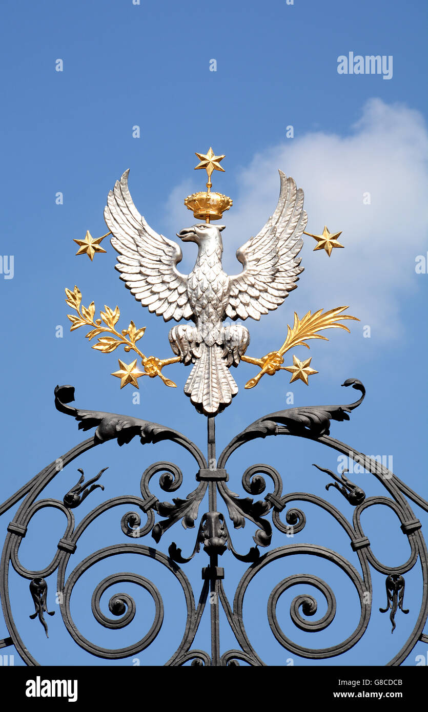 details of the gate of University Warsaw Poland Stock Photo