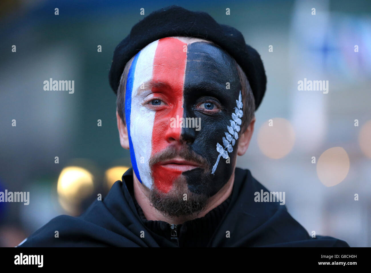 A rugby fan in Cardiff before the Rugby World Cup game at The