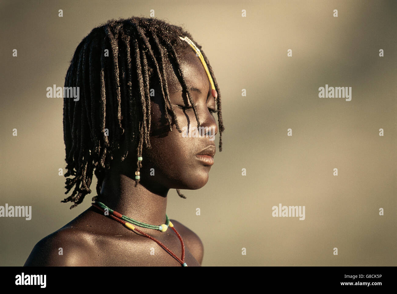 Young Himba girl, Namibia, Art. Stock Photo