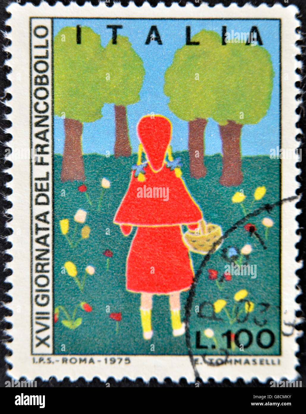 ITALY - CIRCA 1975: A stamp printed in Italy shows Little Red Riding Hood, circa 1975 Stock Photo