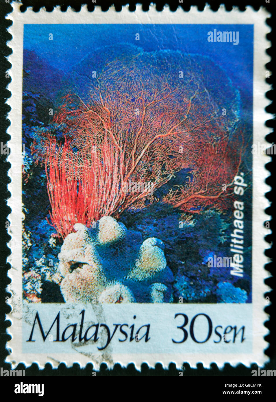 MALAYSIA - CIRCA 1997: A stamp printed in Malaysia shows Melithaea sp., circa 1997 Stock Photo